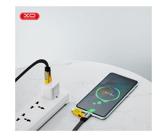 Дата кабель USB 2.0 AM to USB-C + USB 2.0 AM to Lightning 1.0m 60W black XO (NB283_4-in-1_Black), изображение 6 Дата кабель USB 2.0 AM to USB-C + USB 2.0 AM to Lightning 1.0m 60W black XO (NB283_4-in-1_Black), изображение 6