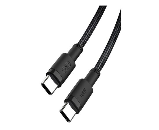 Дата кабель USB-C to USB-C 1.0m 100W braided black XO (NBQ199_С_Black), изображение 4 Дата кабель USB-C to USB-C 1.0m 100W braided black XO (NBQ199_С_Black), изображение 4