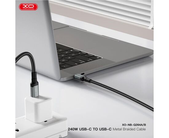 Дата кабель USB-C to USB-C 1.0m 240W black XO (NBQ264A_С_Black), изображение 4 Дата кабель USB-C to USB-C 1.0m 240W black XO (NBQ264A_С_Black), изображение 4