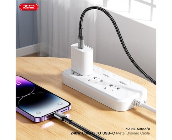 Дата кабель USB-C to USB-C 1.0m 240W black XO (NBQ264A_С_Black), изображение 7 Дата кабель USB-C to USB-C 1.0m 240W black XO (NBQ264A_С_Black), изображение 7