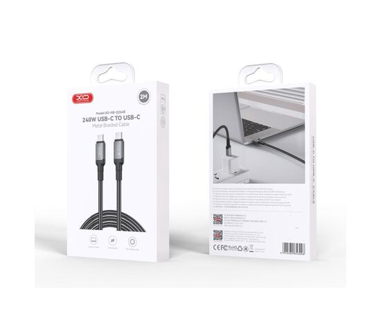 Дата кабель USB-C to USB-C 2.0m 240W black XO (NBQ264B_С_Black), изображение 8 Дата кабель USB-C to USB-C 2.0m 240W black XO (NBQ264B_С_Black), изображение 8