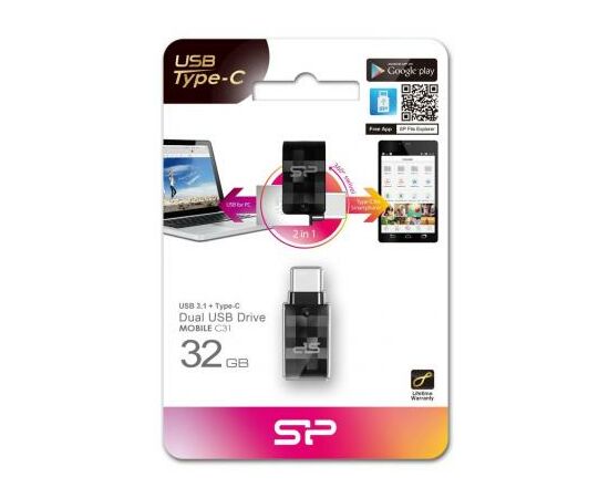 USB флеш накопитель Silicon Power 32GB Mobile C31 USB 3.1 / USB Type-C (SP032GBUC3C31V1K), изображение 4 USB флеш накопитель Silicon Power 32GB Mobile C31 USB 3.1 / USB Type-C (SP032GBUC3C31V1K), изображение 4