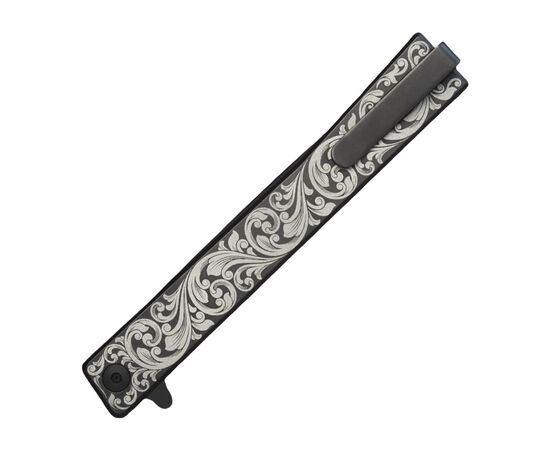 Нож Ocaso Solstice, Engraved titanium Scroll Pattern, Black (10ESB), изображение 2 Нож Ocaso Solstice, Engraved titanium Scroll Pattern, Black (10ESB), изображение 2