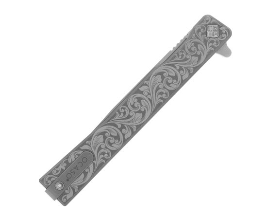 Нож Ocaso Solstice, Engraved titanium, Scroll Pattern, Satin (10ESS), изображение 8 Нож Ocaso Solstice, Engraved titanium, Scroll Pattern, Satin (10ESS), изображение 8