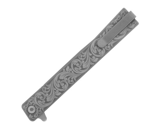 Нож Ocaso Solstice, Engraved titanium, Scroll Pattern, Satin (10ESS), изображение 9 Нож Ocaso Solstice, Engraved titanium, Scroll Pattern, Satin (10ESS), изображение 9