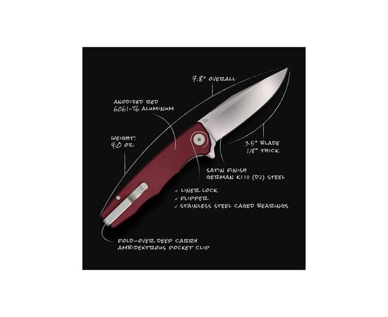 Нож Ocaso Strategy, Red Aluminum, Satin (29RDS), изображение 12 Нож Ocaso Strategy, Red Aluminum, Satin (29RDS), изображение 12