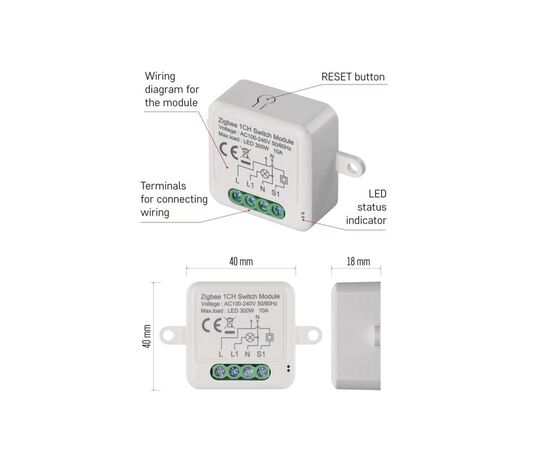 Модуль управления умным домом EMOS H5101 ZigBee 3.0 1-Channel (H5101), изображение 8 Модуль управления умным домом EMOS H5101 ZigBee 3.0 1-Channel (H5101), изображение 8