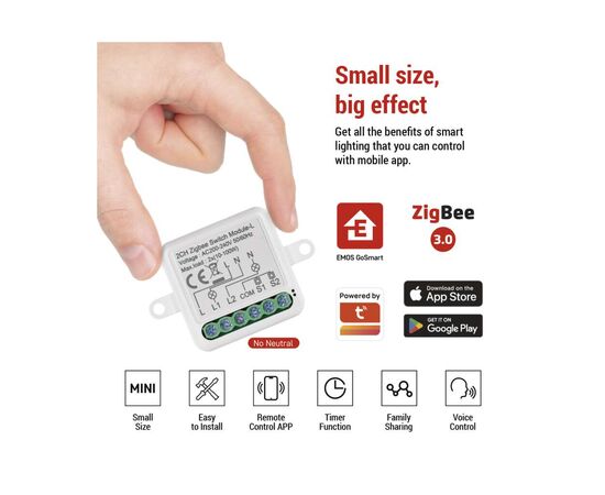 Модуль управления умным домом EMOS H5104 ZigBee 3.0 2-Channel (H5104), изображение 11 Модуль управления умным домом EMOS H5104 ZigBee 3.0 2-Channel (H5104), изображение 11