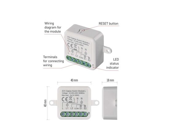 Модуль управления умным домом EMOS H5104 ZigBee 3.0 2-Channel (H5104), изображение 8 Модуль управления умным домом EMOS H5104 ZigBee 3.0 2-Channel (H5104), изображение 8