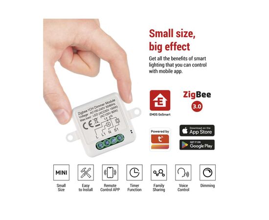 Модуль управления умным домом EMOS H5107 ZigBee 3.0 1-Channel Dimmer (H5107), изображение 12 Модуль управления умным домом EMOS H5107 ZigBee 3.0 1-Channel Dimmer (H5107), изображение 12