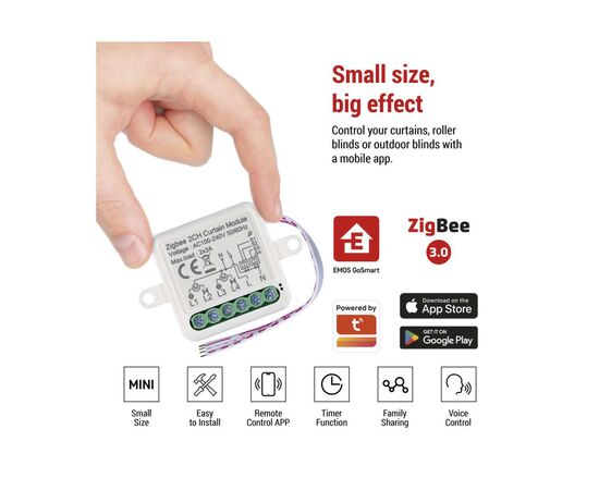 Модуль управления умным домом EMOS H5110 Smart Motor Control ZigBee 3.0 Dual-Channel (H5110), изображение 9 Модуль управления умным домом EMOS H5110 Smart Motor Control ZigBee 3.0 Dual-Channel (H5110), изображение 9