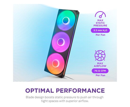 Кулер для корпуса NZXT F360 RGB Core Fan (Single Frame) - Black (RF-U36HF-B1), изображение 10 Кулер для корпуса NZXT F360 RGB Core Fan (Single Frame) - Black (RF-U36HF-B1), изображение 10