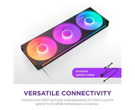 Кулер для корпуса NZXT F360 RGB Core Fan (Single Frame) - Black (RF-U36HF-B1), изображение 9 Кулер для корпуса NZXT F360 RGB Core Fan (Single Frame) - Black (RF-U36HF-B1), изображение 9