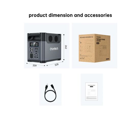 Зарядна станція Choetech BS0061 1200W 1024Wh (BS061), зображення 11 Зарядна станція Choetech BS0061 1200W 1024Wh (BS061), зображення 11