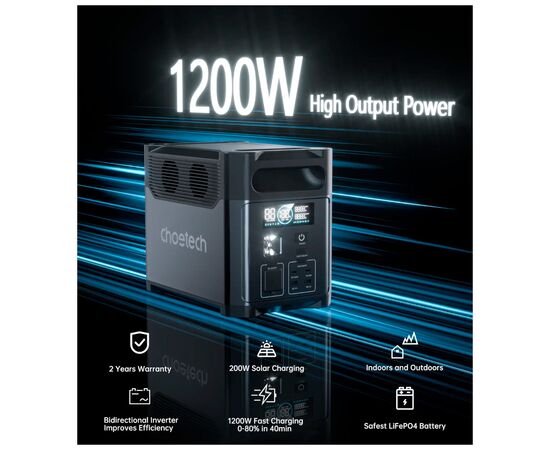 Зарядна станція Choetech BS0061 1200W 1024Wh (BS061), зображення 5 Зарядна станція Choetech BS0061 1200W 1024Wh (BS061), зображення 5