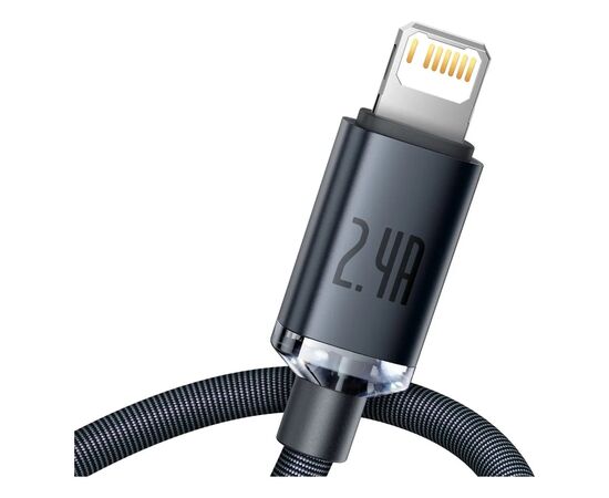 Дата кабель USB 2.0 AM to Lightning 2.0m 2.4A black Baseus (CAJY000101), изображение 3 Дата кабель USB 2.0 AM to Lightning 2.0m 2.4A black Baseus (CAJY000101), изображение 3