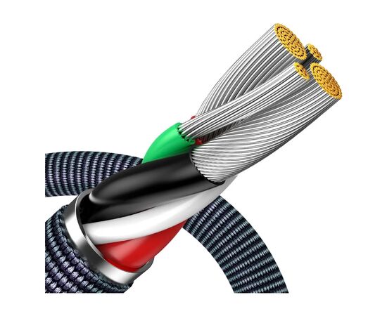 Дата кабель USB 2.0 AM to Lightning 2.0m 2.4A black Baseus (CAJY000101), изображение 5 Дата кабель USB 2.0 AM to Lightning 2.0m 2.4A black Baseus (CAJY000101), изображение 5