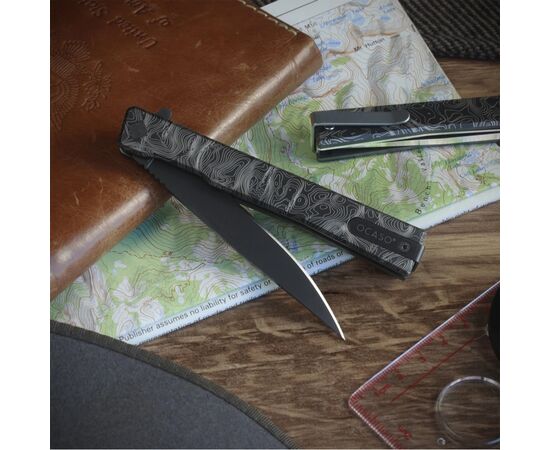 Нож Ocaso Solstice, Engraved titanium Topo Pattern, Black (10ETB), изображение 2 Нож Ocaso Solstice, Engraved titanium Topo Pattern, Black (10ETB), изображение 2