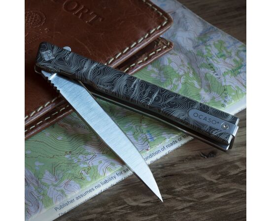 Нож Ocaso Solstice, Engraved titanium, Topo Pattern, Satin (10ETS), изображение 2 Нож Ocaso Solstice, Engraved titanium, Topo Pattern, Satin (10ETS), изображение 2