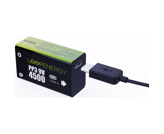 Акумулятор Крона USB-С 500 mAh 9V Li-ion 2шт./уп. (Loop Energy) Verico (1UDBT-A3WEB2-NN), зображення 2 Акумулятор Крона USB-С 500 mAh 9V Li-ion 2шт./уп. (Loop Energy) Verico (1UDBT-A3WEB2-NN), зображення 2