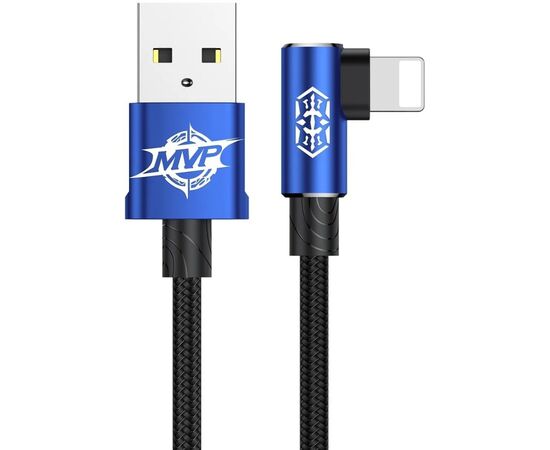 Дата кабель USB 2.0 AM to Lightning 2.0m 1.5A 90° corner blue Baseus (CALMVP-A03)