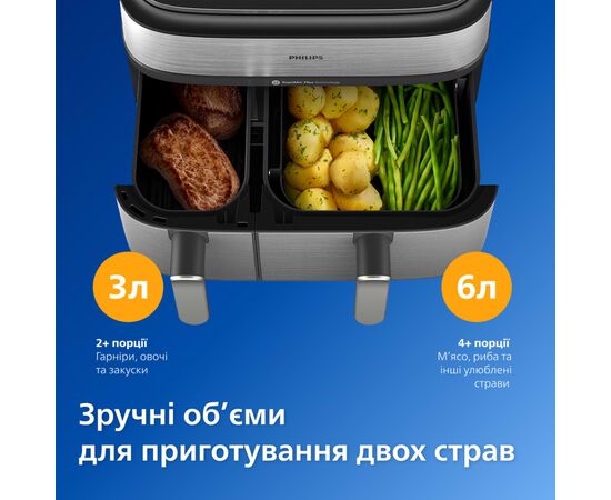 Мультипечь Philips Dual Basket Airfryer 5000 Series (NA555/00), изображение 2 Мультипечь Philips Dual Basket Airfryer 5000 Series (NA555/00), изображение 2