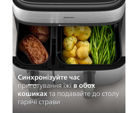 Мультипечь Philips Dual Basket Airfryer 5000 Series (NA555/00), изображение 6 Мультипечь Philips Dual Basket Airfryer 5000 Series (NA555/00), изображение 6