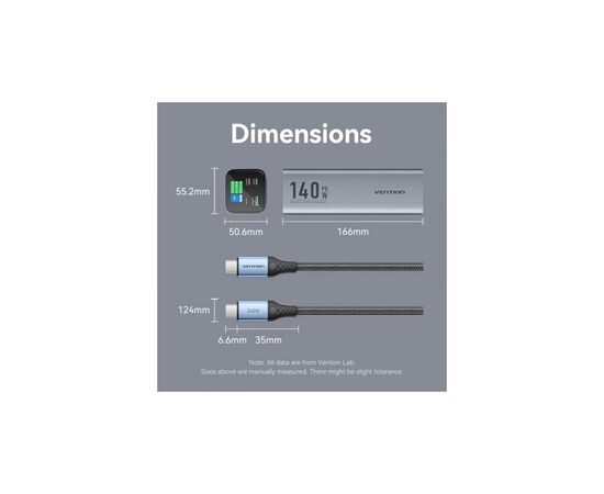 Батарея универсальная Vention 27000mAh 140W 5A PD, QC/3.0, 2xUSB-C, USB-A, LED Display, Gray (FHVH0), изображение 4 Батарея универсальная Vention 27000mAh 140W 5A PD, QC/3.0, 2xUSB-C, USB-A, LED Display, Gray (FHVH0), изображение 4