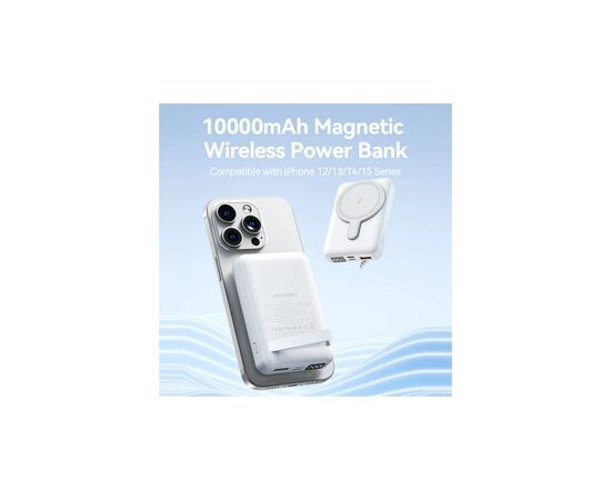 Батарея универсальная Vention Magnetic Wireless 10000mAh 22.5W 3A, PD, QC/3.0, USB-C, Lightning, LED Display, Black (FHTB0), изображение 3 Батарея универсальная Vention Magnetic Wireless 10000mAh 22.5W 3A, PD, QC/3.0, USB-C, Lightning, LED Display, Black (FHTB0), изображение 3