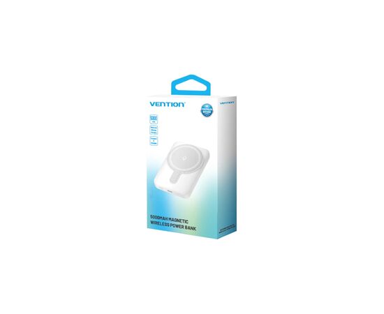 Батарея универсальная Vention Magnetic Wireless 5000mAh 20W 3A, PD USB-C, Light Indicator, White (FHSW0), изображение 3 Батарея универсальная Vention Magnetic Wireless 5000mAh 20W 3A, PD USB-C, Light Indicator, White (FHSW0), изображение 3