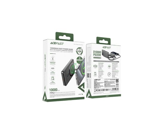 Батарея универсальная Acefast Magnetic Wireless 10000mAh 20W PD, QC/3.0, QI 15W, M12 Black (6974316283393), изображение 3 Батарея универсальная Acefast Magnetic Wireless 10000mAh 20W PD, QC/3.0, QI 15W, M12 Black (6974316283393), изображение 3