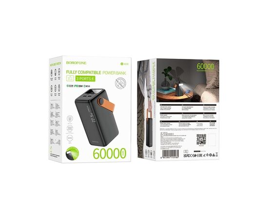 Батарея универсальная BOROFONE 60000mAh BJ66B Magnifico 22.5W PD/20W Black (6941991115165), изображение 7 Батарея универсальная BOROFONE 60000mAh BJ66B Magnifico 22.5W PD/20W Black (6941991115165), изображение 7