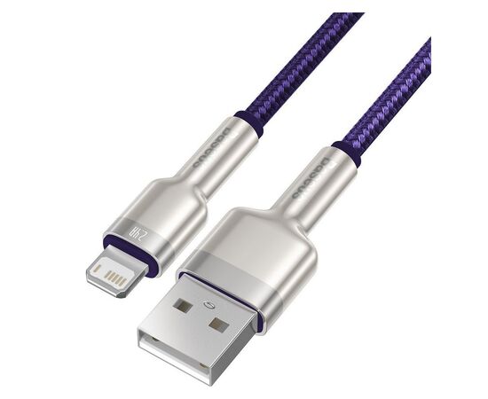 Дата кабель USB 2.0 AM to Lightning 1.0m 2.4A metal purple Baseus (CALJK-A05), зображення 3 Дата кабель USB 2.0 AM to Lightning 1.0m 2.4A metal purple Baseus (CALJK-A05), зображення 3