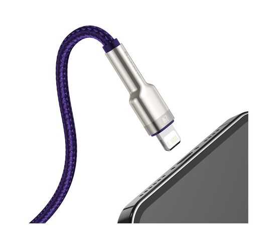 Дата кабель USB 2.0 AM to Lightning 1.0m 2.4A metal purple Baseus (CALJK-A05), зображення 5 Дата кабель USB 2.0 AM to Lightning 1.0m 2.4A metal purple Baseus (CALJK-A05), зображення 5