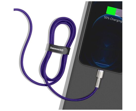 Дата кабель USB 2.0 AM to Lightning 1.0m 2.4A metal purple Baseus (CALJK-A05), зображення 7 Дата кабель USB 2.0 AM to Lightning 1.0m 2.4A metal purple Baseus (CALJK-A05), зображення 7