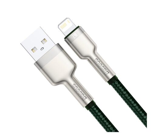Дата кабель USB 2.0 AM to Lightning 2.0m 2.4A metal green Baseus (CALJK-B06), зображення 2 Дата кабель USB 2.0 AM to Lightning 2.0m 2.4A metal green Baseus (CALJK-B06), зображення 2