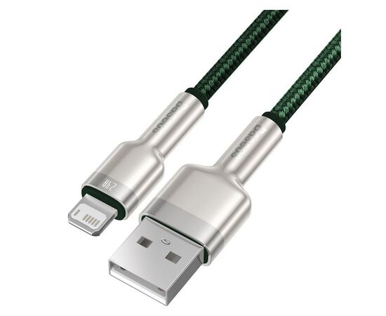 Дата кабель USB 2.0 AM to Lightning 2.0m 2.4A metal green Baseus (CALJK-B06), зображення 3 Дата кабель USB 2.0 AM to Lightning 2.0m 2.4A metal green Baseus (CALJK-B06), зображення 3