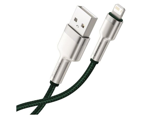Дата кабель USB 2.0 AM to Lightning 2.0m 2.4A metal green Baseus (CALJK-B06), зображення 4 Дата кабель USB 2.0 AM to Lightning 2.0m 2.4A metal green Baseus (CALJK-B06), зображення 4