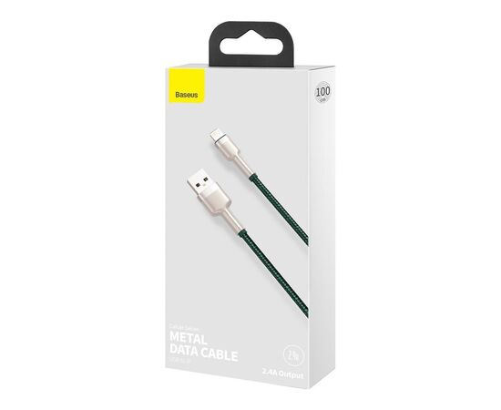 Дата кабель USB 2.0 AM to Lightning 2.0m 2.4A metal green Baseus (CALJK-B06), зображення 5 Дата кабель USB 2.0 AM to Lightning 2.0m 2.4A metal green Baseus (CALJK-B06), зображення 5