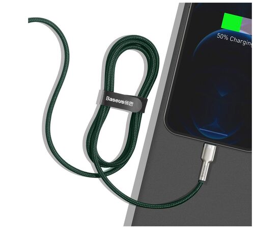 Дата кабель USB 2.0 AM to Lightning 2.0m 2.4A metal green Baseus (CALJK-B06), зображення 7 Дата кабель USB 2.0 AM to Lightning 2.0m 2.4A metal green Baseus (CALJK-B06), зображення 7