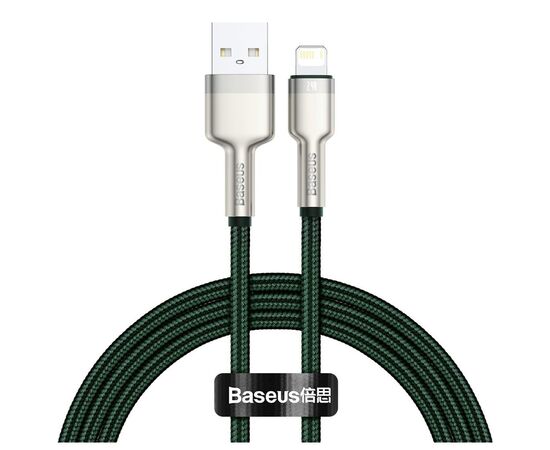 Дата кабель USB 2.0 AM to Lightning 2.0m 2.4A metal green Baseus (CALJK-B06)