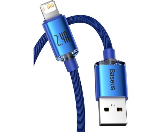 Дата кабель USB 2.0 AM to Lightning 2.0m 2.4A blue Baseus (CAJY000103), зображення 2 Дата кабель USB 2.0 AM to Lightning 2.0m 2.4A blue Baseus (CAJY000103), зображення 2
