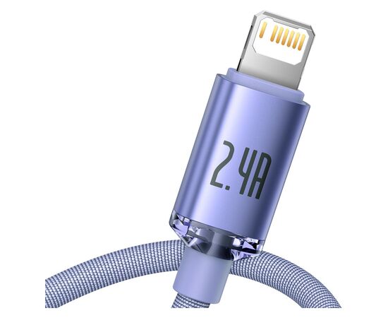 Дата кабель USB 2.0 AM to Lightning 2.0m 2.4A purple Baseus (CAJY000105), зображення 3 Дата кабель USB 2.0 AM to Lightning 2.0m 2.4A purple Baseus (CAJY000105), зображення 3