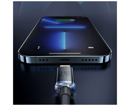 Дата кабель USB 2.0 AM to Lightning 2.0m 2.4A purple Baseus (CAJY000105), зображення 7 Дата кабель USB 2.0 AM to Lightning 2.0m 2.4A purple Baseus (CAJY000105), зображення 7
