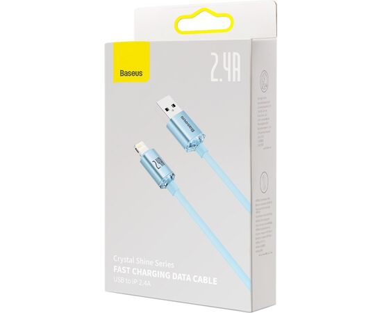 Дата кабель USB 2.0 AM to Lightning 2.0m 2.4A sky blue Baseus (CAJY001203), зображення 5 Дата кабель USB 2.0 AM to Lightning 2.0m 2.4A sky blue Baseus (CAJY001203), зображення 5