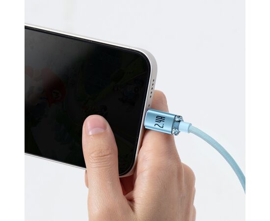 Дата кабель USB 2.0 AM to Lightning 2.0m 2.4A sky blue Baseus (CAJY001203), зображення 6 Дата кабель USB 2.0 AM to Lightning 2.0m 2.4A sky blue Baseus (CAJY001203), зображення 6