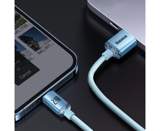 Дата кабель USB 2.0 AM to Lightning 2.0m 2.4A sky blue Baseus (CAJY001203), зображення 8 Дата кабель USB 2.0 AM to Lightning 2.0m 2.4A sky blue Baseus (CAJY001203), зображення 8