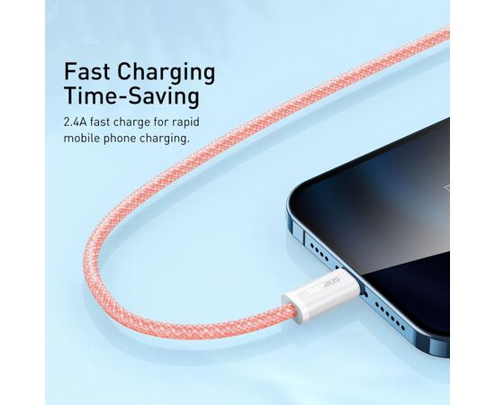 Дата кабель USB 2.0 AM to Lightning 1.0m 2.4A orange Baseus (CALD000407), зображення 8 Дата кабель USB 2.0 AM to Lightning 1.0m 2.4A orange Baseus (CALD000407), зображення 8