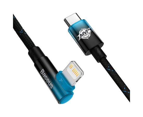 Дата кабель USB-C to Lightning 1.0m 20W 90° corner black/blue Baseus (CAVP000221), зображення 2 Дата кабель USB-C to Lightning 1.0m 20W 90° corner black/blue Baseus (CAVP000221), зображення 2