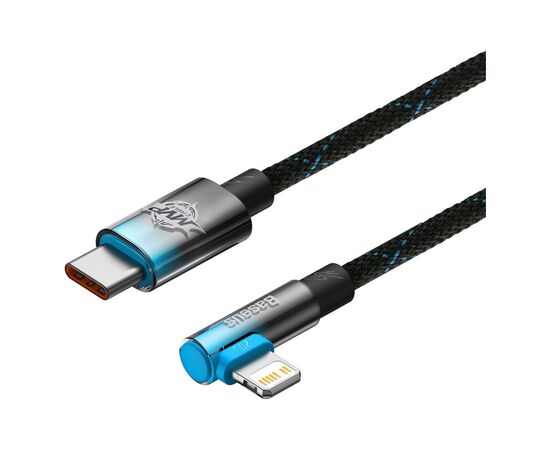 Дата кабель USB-C to Lightning 1.0m 20W 90° corner black/blue Baseus (CAVP000221), зображення 3 Дата кабель USB-C to Lightning 1.0m 20W 90° corner black/blue Baseus (CAVP000221), зображення 3